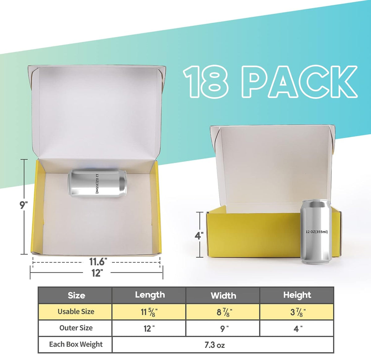 18 Pack 12x9x4 in Cardboard Shipping Boxes, 6 Colors Gift Box