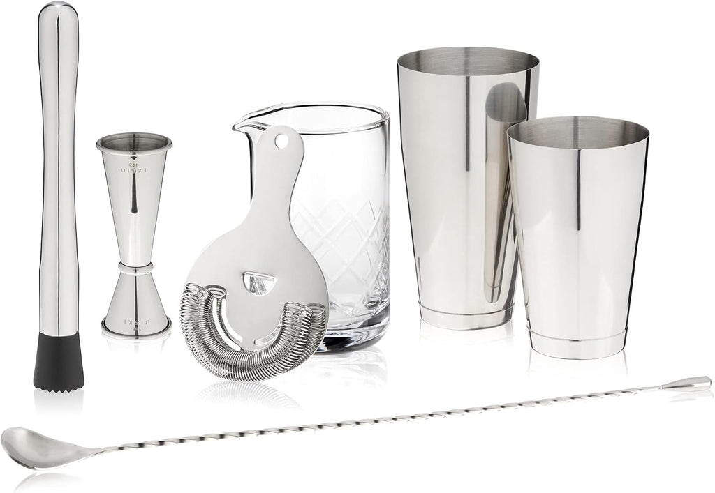 Bartender Kit for Mixed Drinks and Cold Brew Cocktails, Includes Boston Cocktail Shakers, Mixing Glass, Jigger