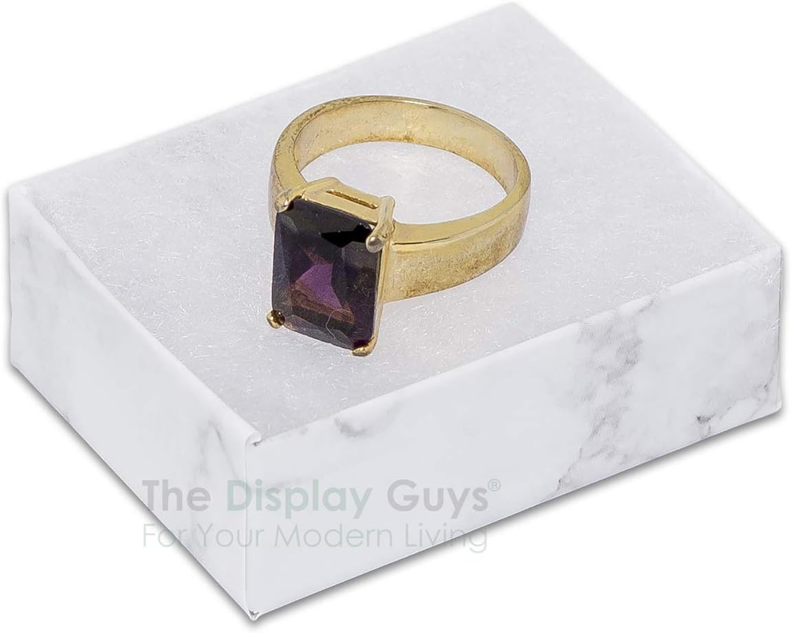 TheDisplayGuys 25 Cardboard Jewelry Gift Boxes with Inserts - Marble White