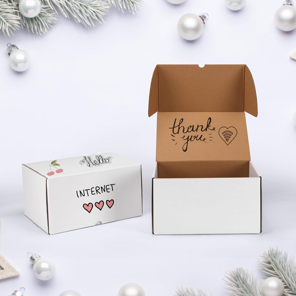 11x8x6 White Small Shipping Boxes, 15 Packs Corrugated Cardboard Mailer Boxes for Packaging Small Business Mailing