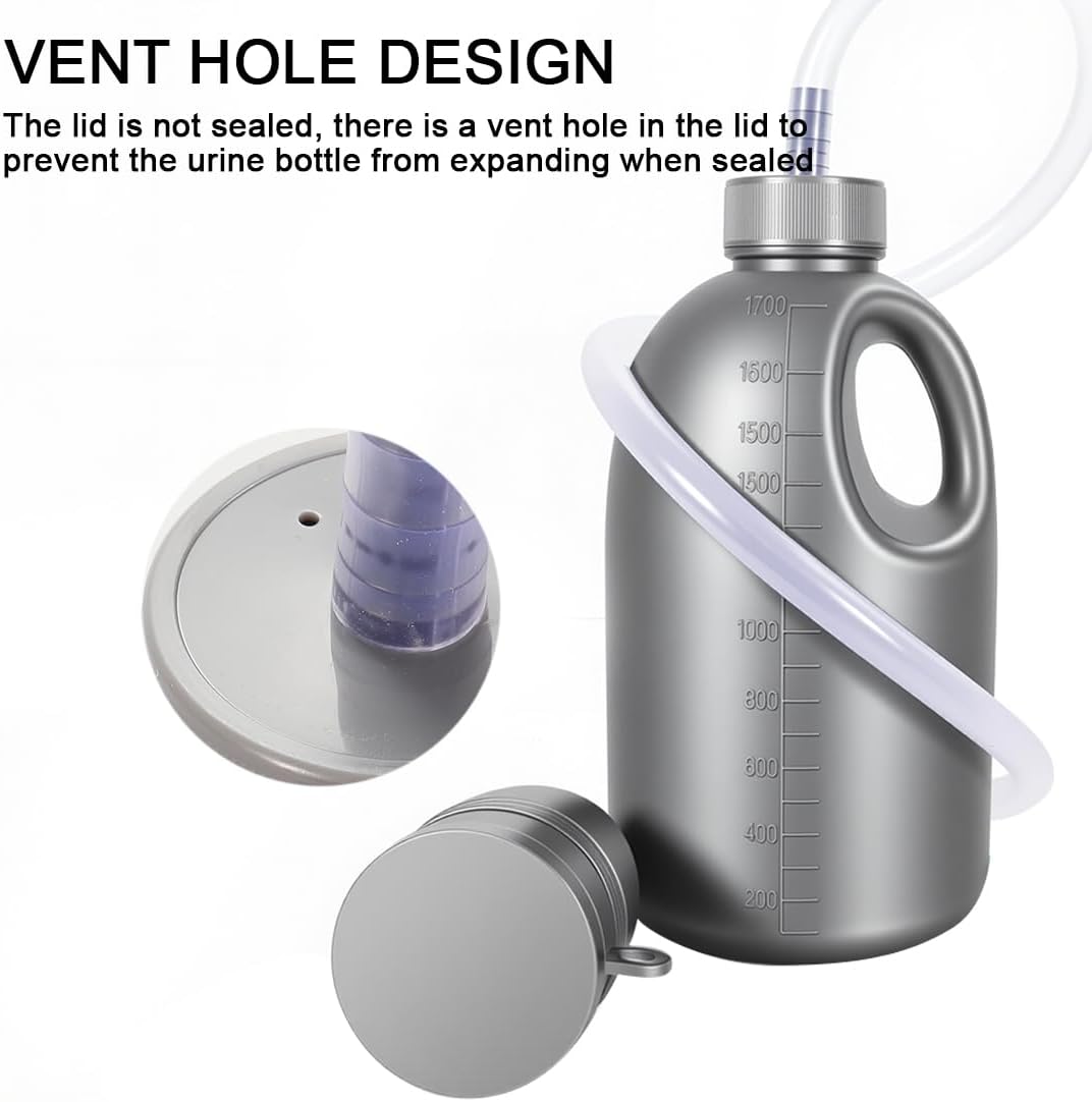 Urinals for Men Portable Male Urinal Bottle with Lid Spill Proof 37’’ Long Tube Thick Male Pee Bottles for Hospital