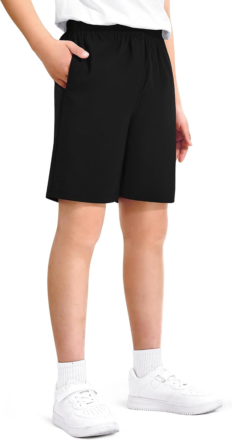 Boys Basketball Athletic Shorts with Pockets Soccer Running | Breathable Quick Dry Kids Gym Active Performance Shorts