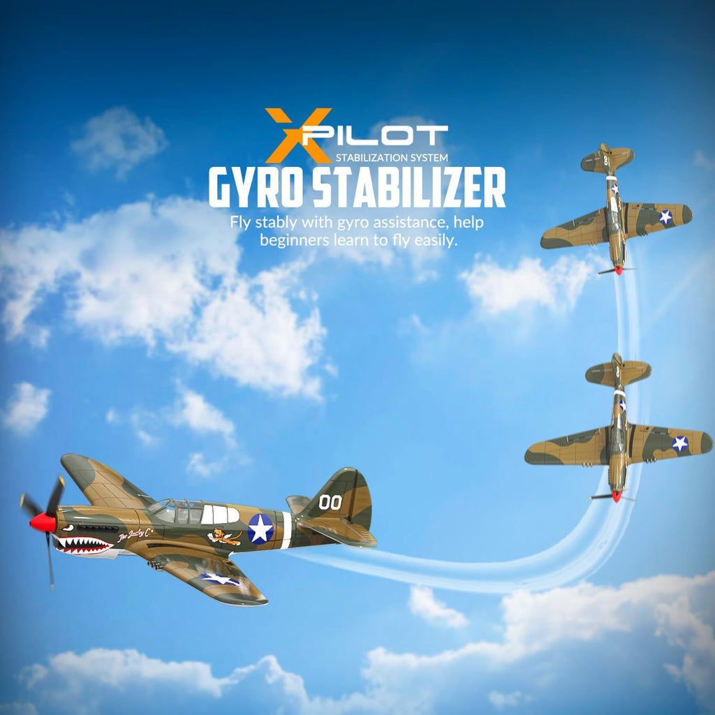RC Plane, 4CH Remote Control Airplane for Beginners & Adults | P-40 Warhawk RTF, Xpilot Stabilization System, 6-Axis