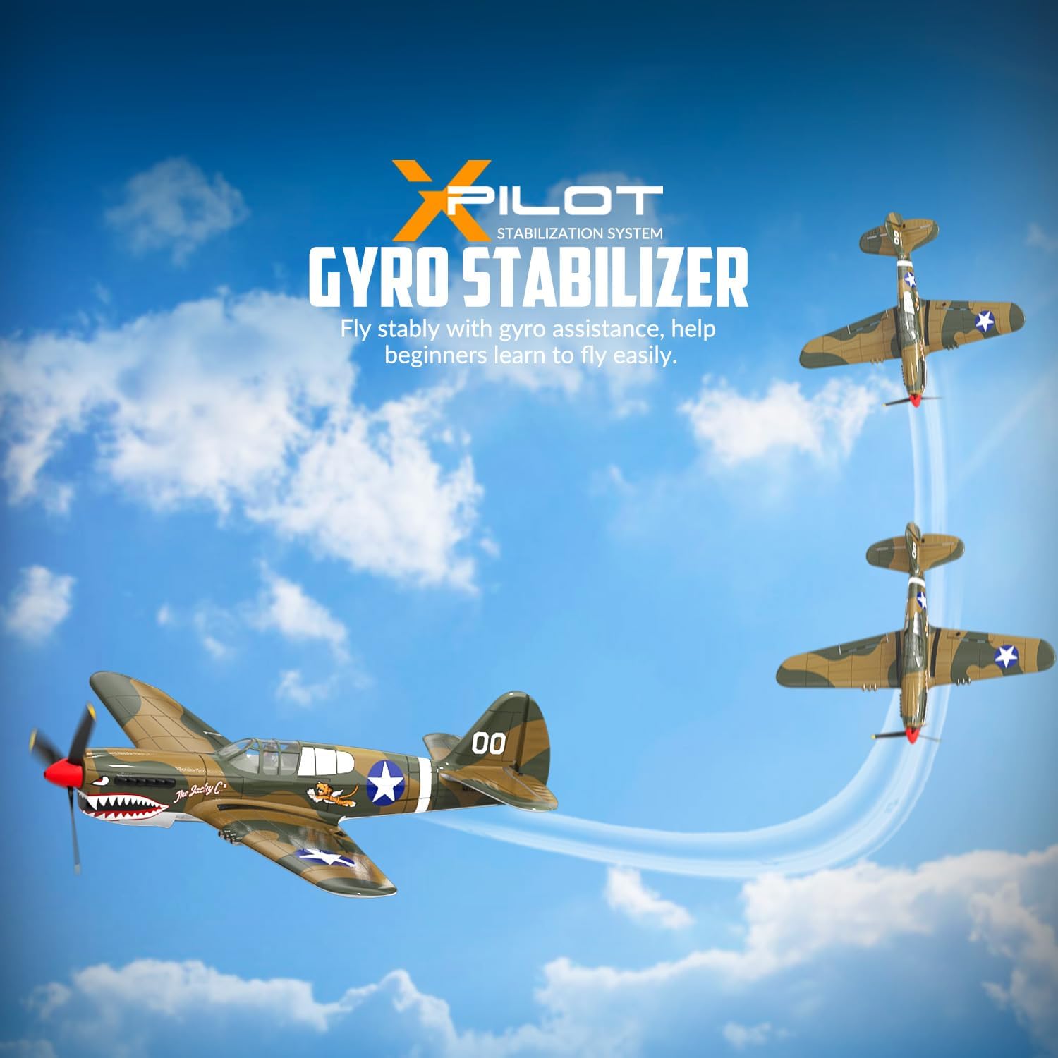 RC Plane, 4CH Remote Control Airplane for Beginners & Adults | P-40 Warhawk RTF, Xpilot Stabilization System, 6-Axis