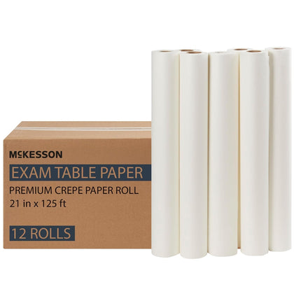 Medical Exam Table Paper, White, Waxing, 21 in x 125 ft, 12 Rolls | Bed Table Sheet Cover Ideal for Diaper Changing