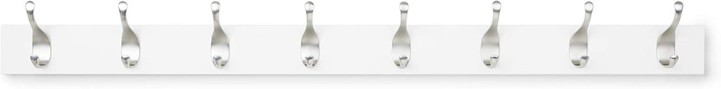 Wall Mounted Modern Coat Rack for Entryway and Bedroom with Versatile Storage Hooks, Rectangular, 8-Hook, White |