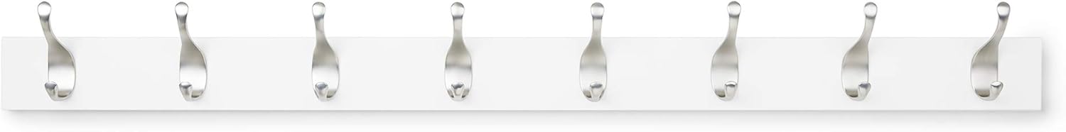 Wall Mounted Modern Coat Rack for Entryway and Bedroom with Versatile Storage Hooks, Rectangular, 8-Hook, White |