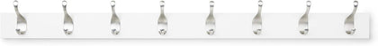 Wall Mounted Modern Coat Rack for Entryway and Bedroom with Versatile Storage Hooks, Rectangular, 8-Hook, White |