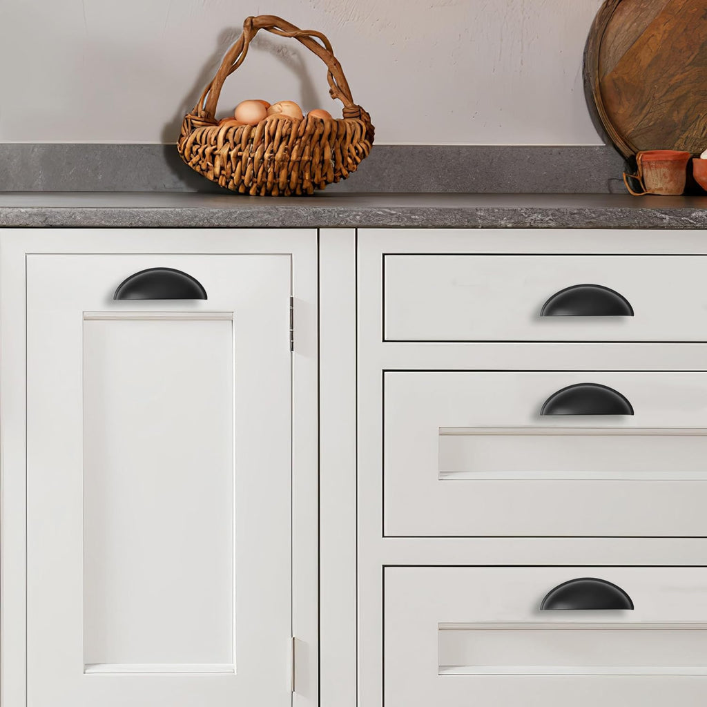 10 Pack 2-1/2" Drawer Pulls Matte Black Cabinet Cup Pulls Kitchen Hardware Cabinet Handles Drawer Handles Knobs 2-1/2