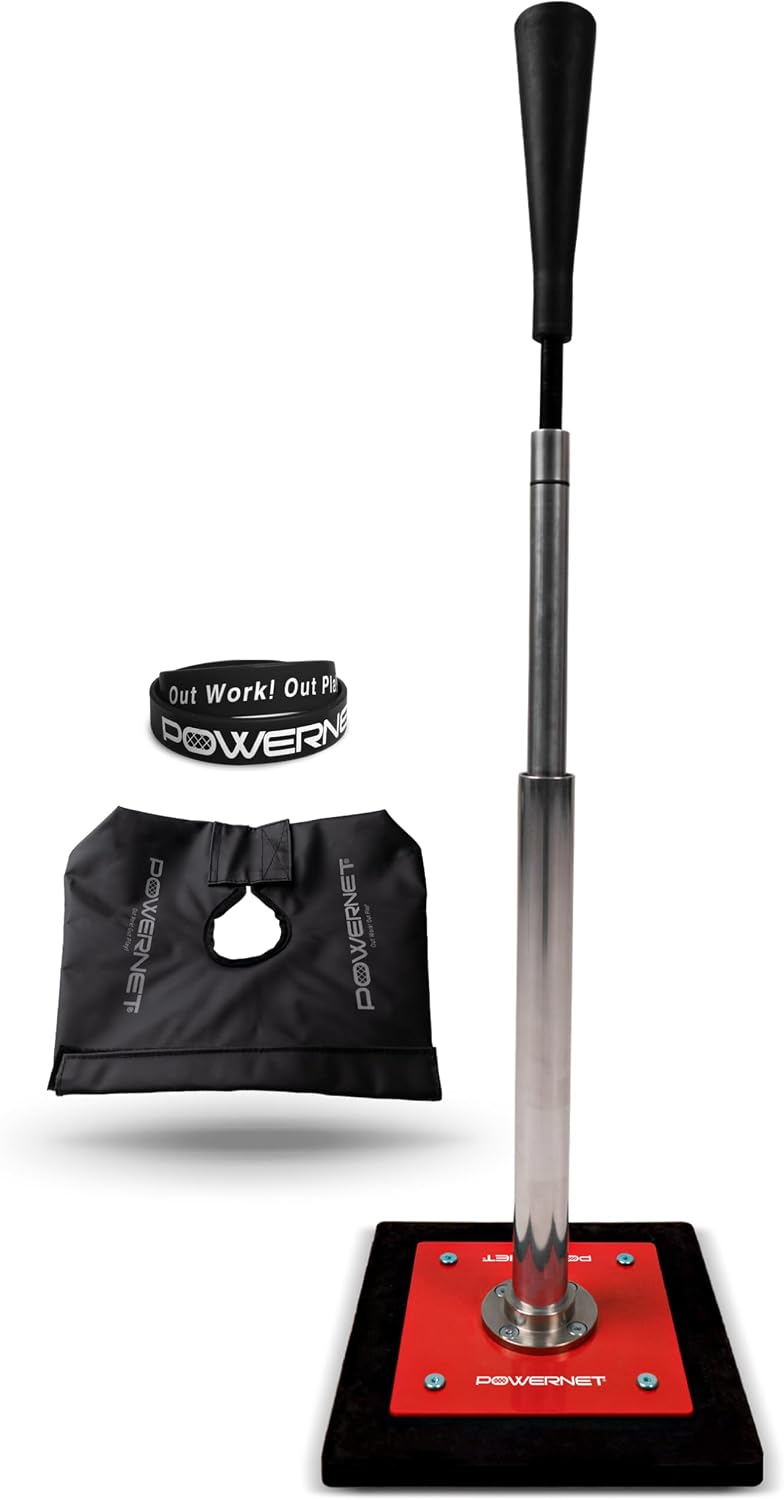Pro Softball & Baseball Batting Tee, 25-45 Inch Adjustable Height, Universal Baseball Tee for Hitting Drills