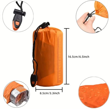 2 Person Emergency Survival Sleeping Bag Thermal Bivy Shelter Tent Kit Mylar Tube Waterproof Outdoor SOS Thermal