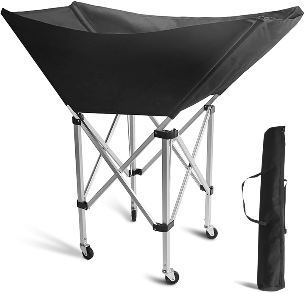 Collapsible Hammock Ball Cart with Wheels, Heavy-Duty Volleyball Cart for Gym Garage Sports Equipment Organizer