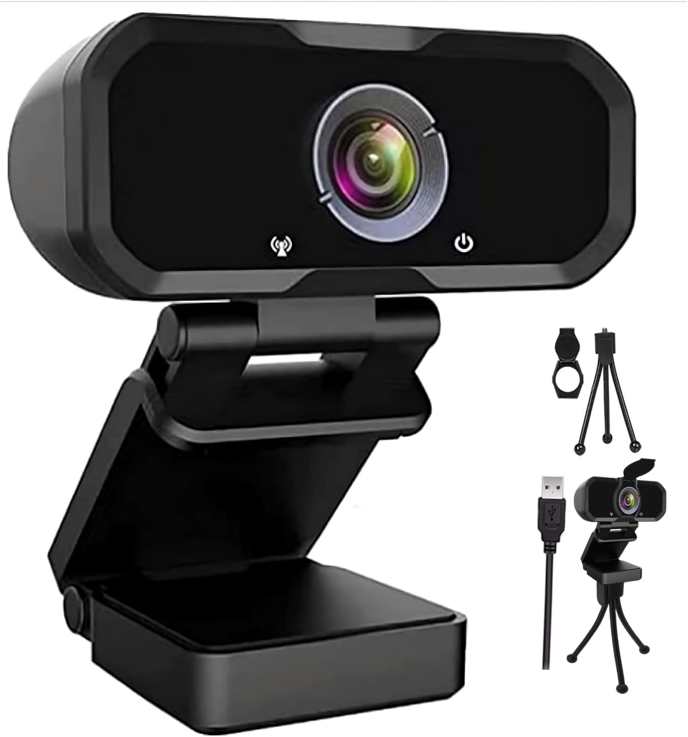 Webcam 1080p HD Computer Switch 2 Camera - Microphone Laptop USB PC Webcam with Tripod Stand, 110 Degree Live