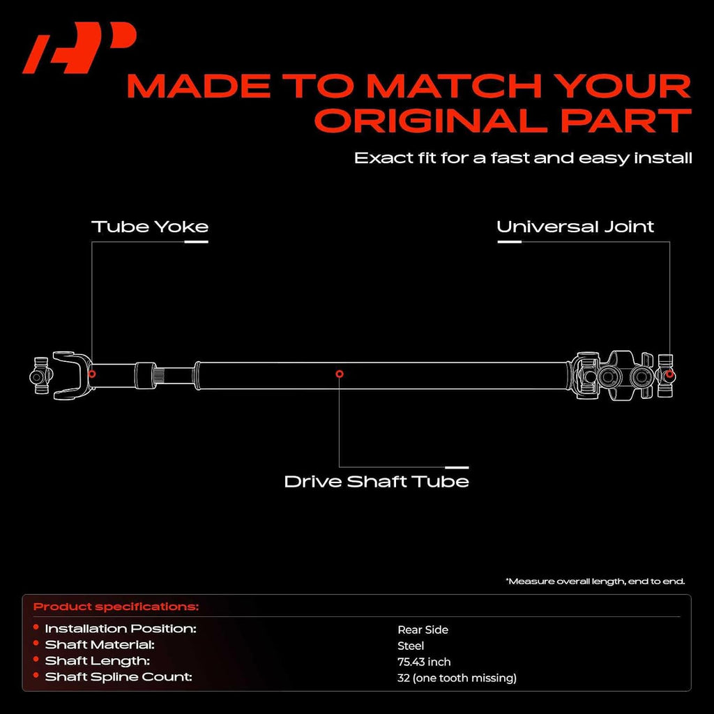 A-Premium Rear Drive Shaft Driveshaft Assembly Compatible with Dodge