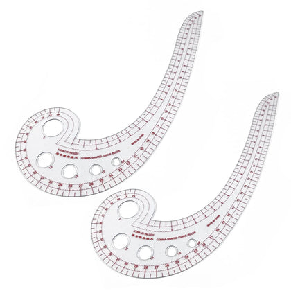 DIY Sewing Ruler, 2PCS/Set Comma-Shaped Curve Ruler, French Curve Ruler for Pattern Making, Drafting Clothes Sleeves