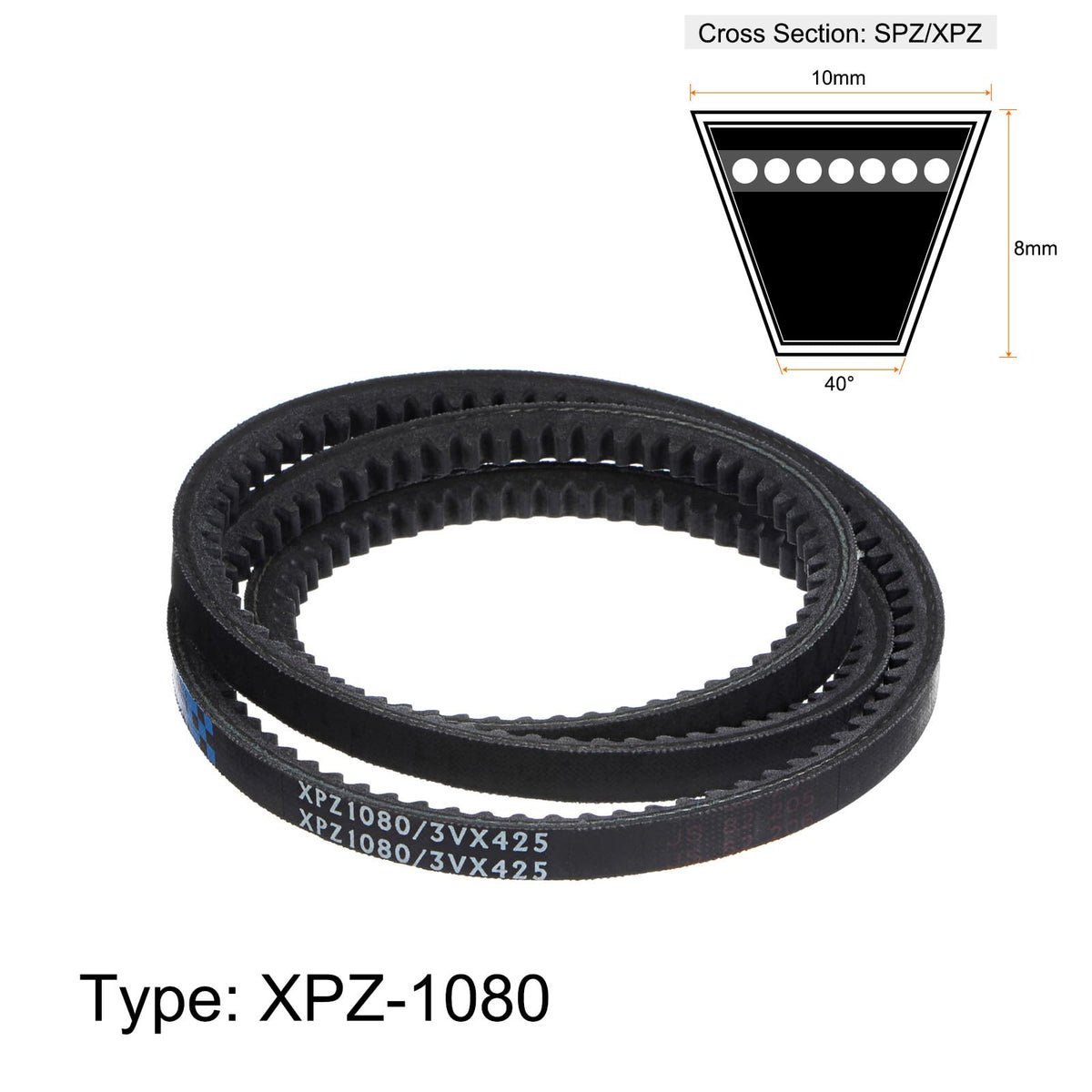 HARFINGTON XPZ-1080 V-Belts Drive Belt 1080mm Pitch Girth 10mm Width 8mm Height Rubber for Power Transmission