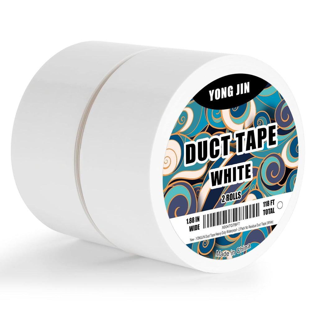 White Duct Tape Waterproof, 2 Pack, 2 Inch x 40 Yards Total