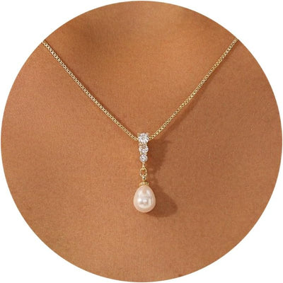 Pearl Necklace for Women- 14K Gold-plated/White Gold-plated Dainty Pearl Necklace for Women