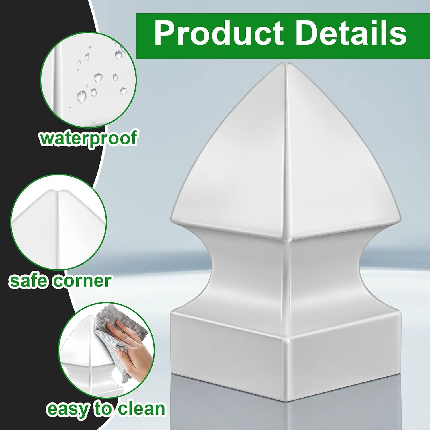 2 Pcs 3.5'' X 3.5'' Gothic Vinyl Fence Post Caps White