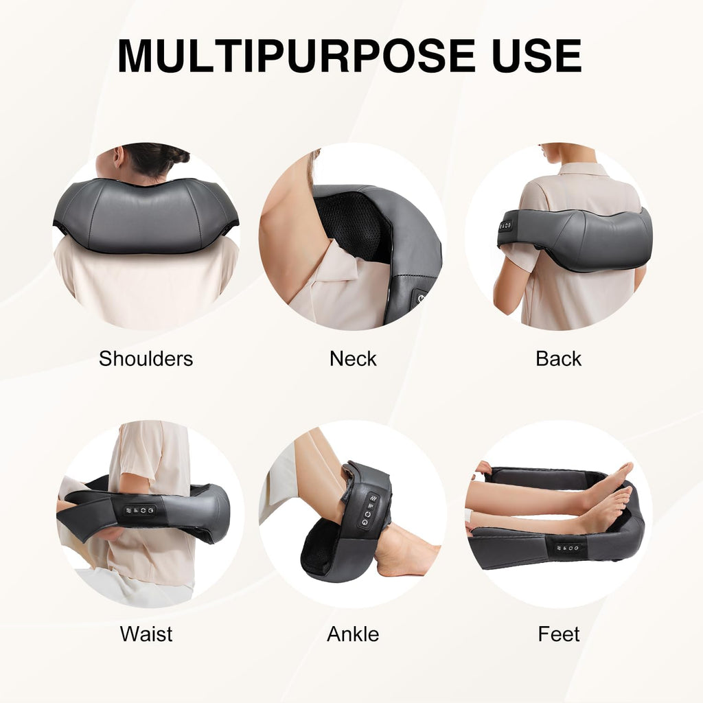 Shiatsu Neck Massager with Heat for Pain Relief Deep Tissue, 2026 Upgraded 3D Back Shoulder Kneading Massage Pillow