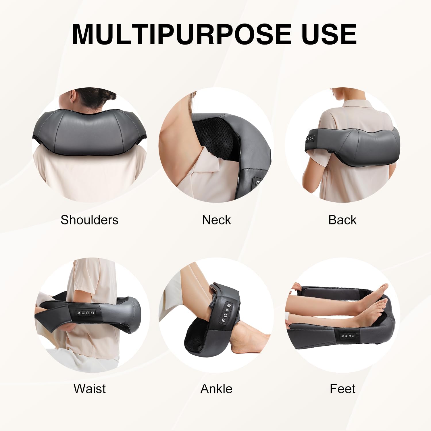 Shiatsu Neck Massager with Heat for Pain Relief Deep Tissue, 2026 Upgraded 3D Back Shoulder Kneading Massage Pillow