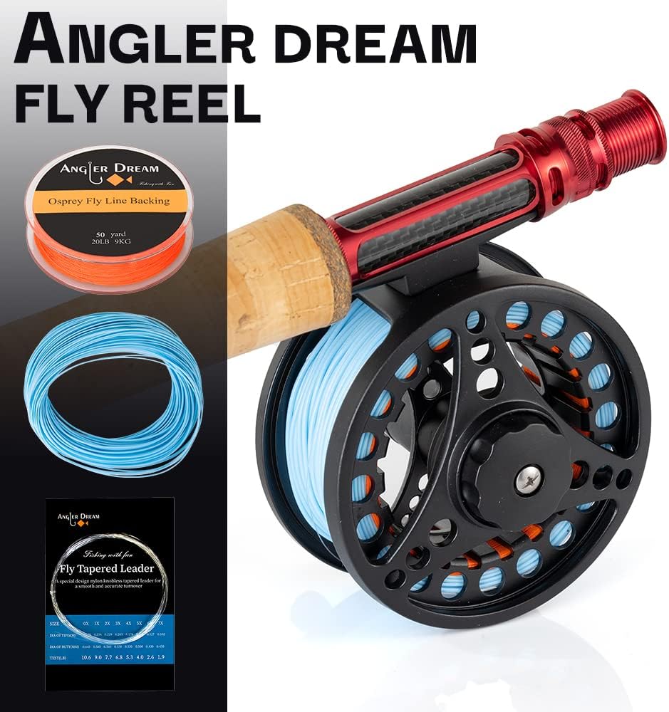(1/2WT 3/4WT 5/6WT 7/8WT) Fly Reel with Line Combo Aluminum Alloy Large Arbor Fly Fishing Reels Weight Forward Fly