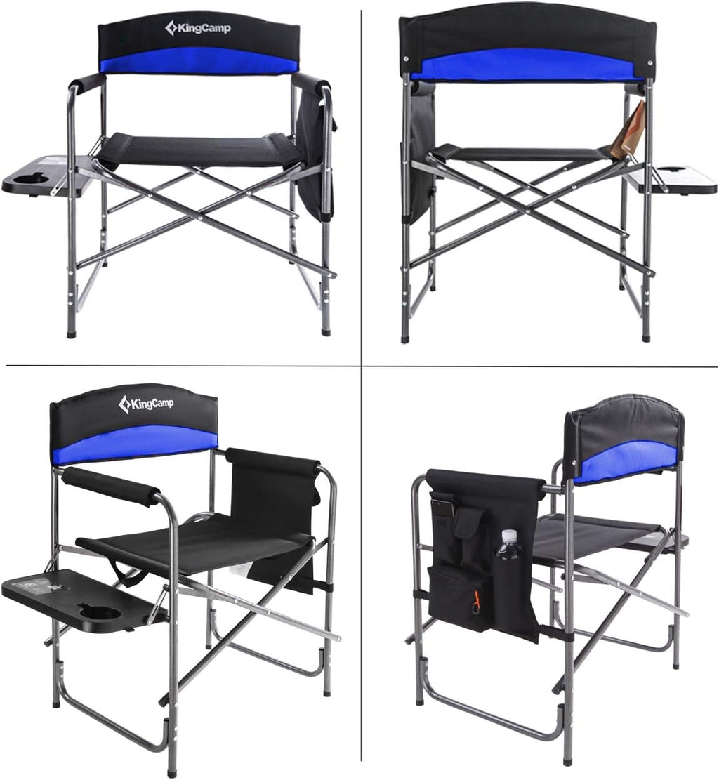 Portable Camping Chair, Folding Directors Chair Compact Outdoor Chair with Side Table Cup Holder for Beach Trip