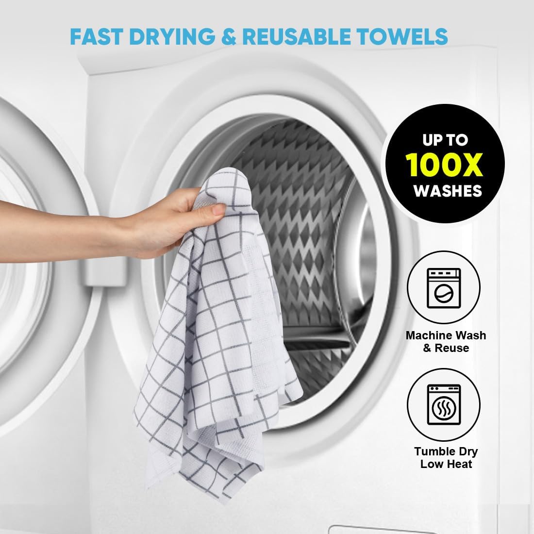 Microfiber Cleaning Cloth Roll-50PK, Reusable Paper Towels 11.5×11.5"