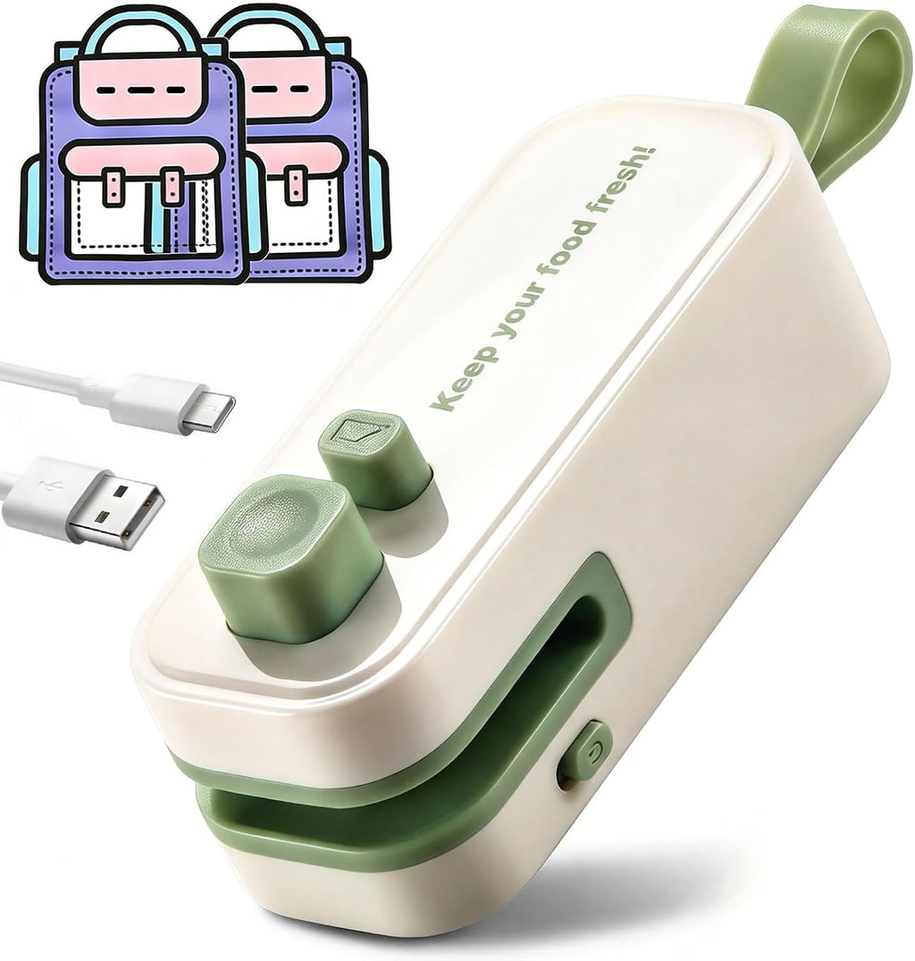 2in1 Mini Bag Sealer, Rechargeable Heat Sealer with Cutter Magnet