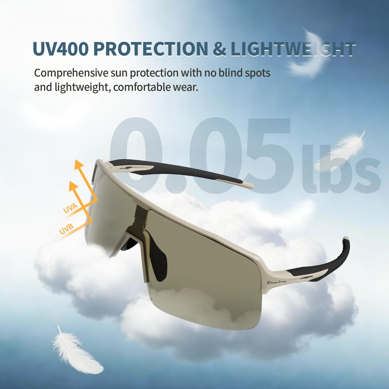 XL 150MM Polarized Sport Sunglasses for Men Women UV400 Protection | TR90 Flexible Frame, TAC Scratch-Resistant Lens