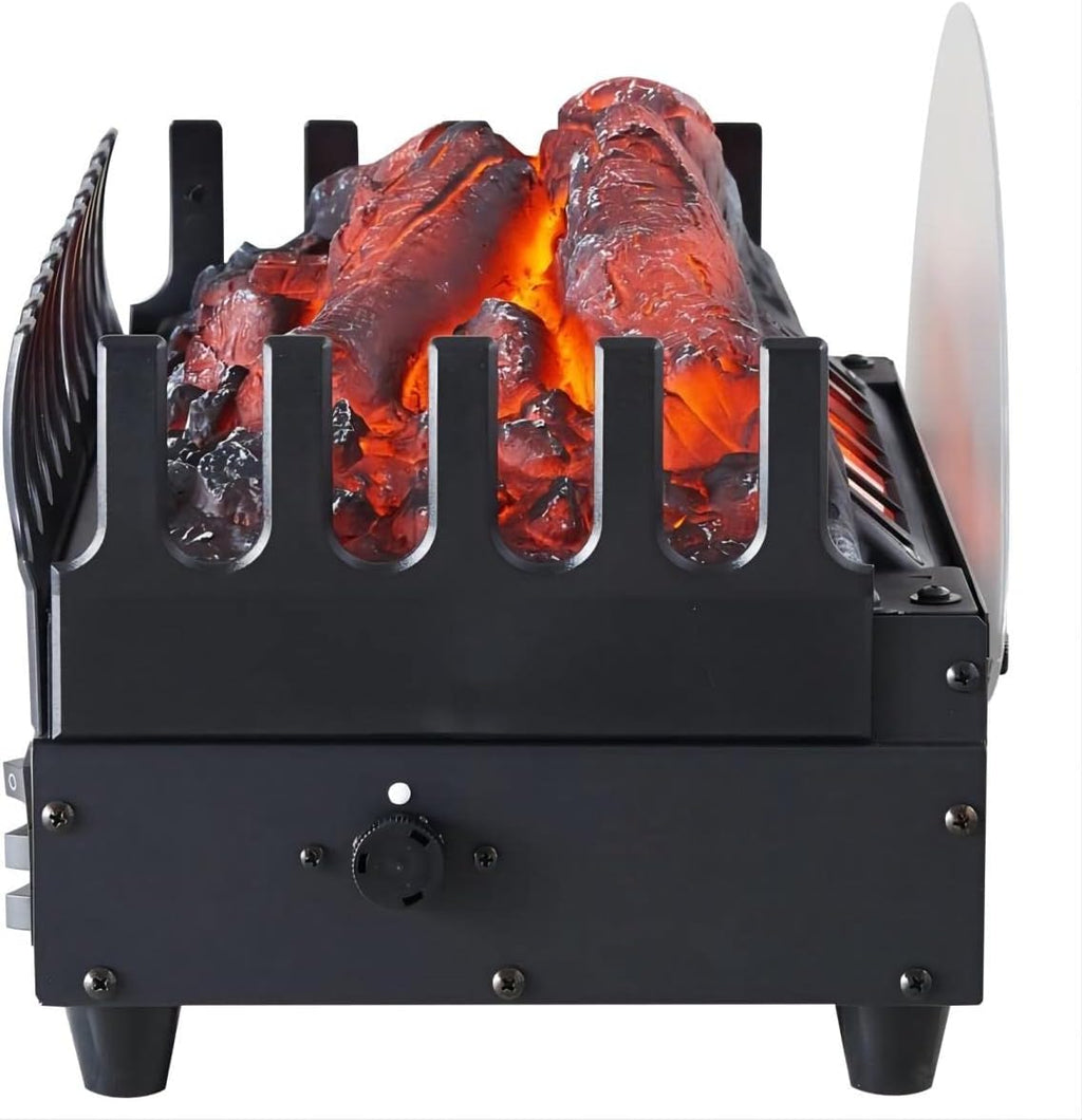 Electric Fireplace Log Heater, 16" Fireplace Inserts with Realistic Ember Bed, Thermostat, 750/1500W, Black