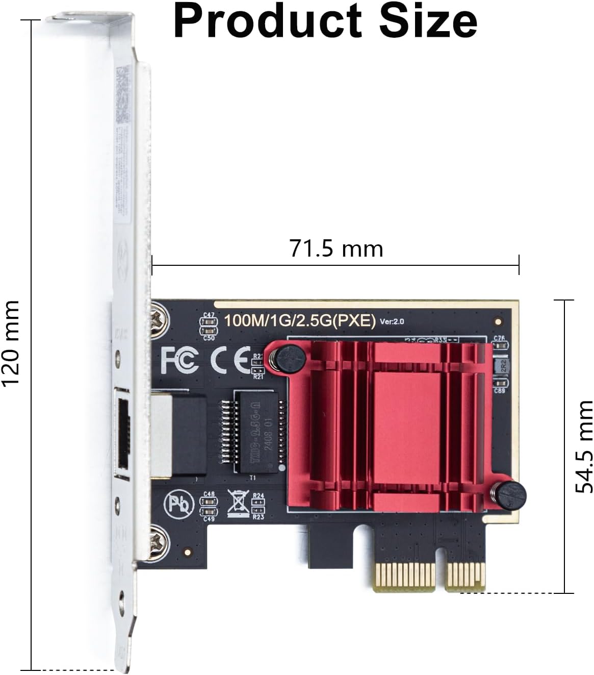 10Gtek 2.5G NIC PCIe Network Adapter 2500/1000/100Mbps PCIe Gigabit Ethernet Card, Single RJ-45 Port, with Realtek RTL8125 Controller, Support Windows Server/Ubuntu/Centos/Debian