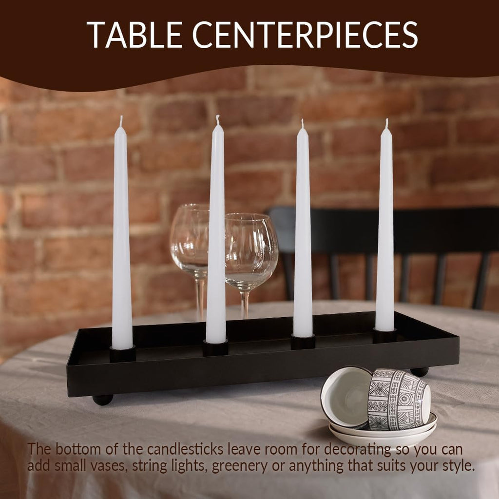 Matte Black Iron Advent Candle Holder, 4 Candlestick Seats