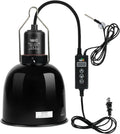 Reptile Light Fixture with Dimming Thermostat & Timer, Aluminum 5.5inch Deep Dome Reptile Lamp Fixture, Heat Lamp