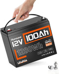 12V 100Ah LiFePO4 Lithium Battery, 1280Wh Energy Built-in 100A BMS | Group 24, IP67, 15000+ Cycles, for RV Solar