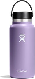 Water Bottle - Insulated Stainless Steel - Wide Mouth FLex Lid, Non Spill, Leakproof and Refillable in 32 Oz Moonshadow