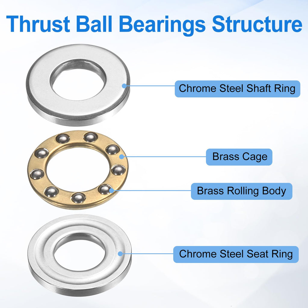 uxcell 10Pcs F5-11M Thrust Ball Bearings 5mm Bore 11mm OD 4.5mm Thick