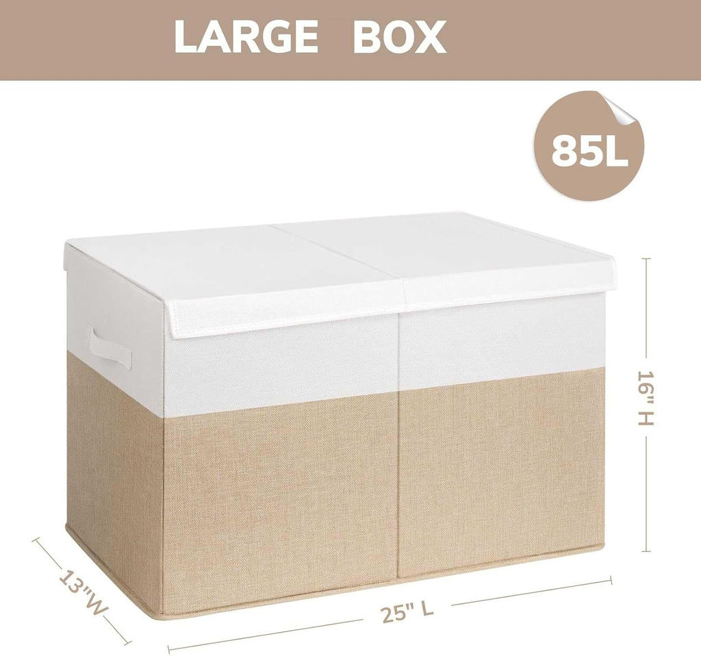 85L Large Toy Storage Box with Lid Divider Foldable Toy Chest