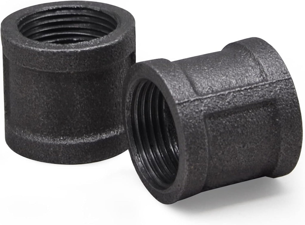 DSDS 20 PACK 1/2" Socket Pipe Coupling, Rustic Industrial Black Malleable Iron Pipe Coupling Socket for Pipe Shelf Furniture Home Decor