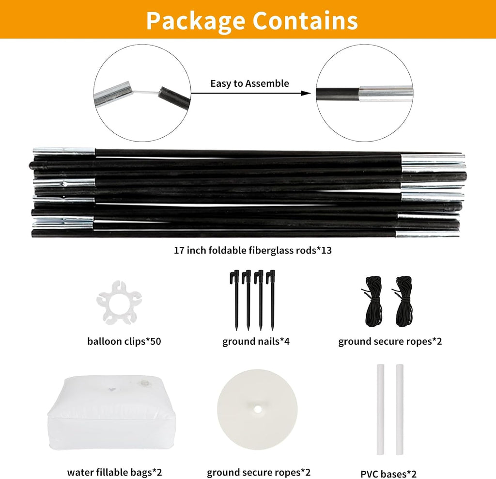 Balloon Arch Kit, 8ft Tall & 9ft Wide Adjustable Balloon Arch Frame Stand with 2 PVC Bases,2 Water Fillable Bags