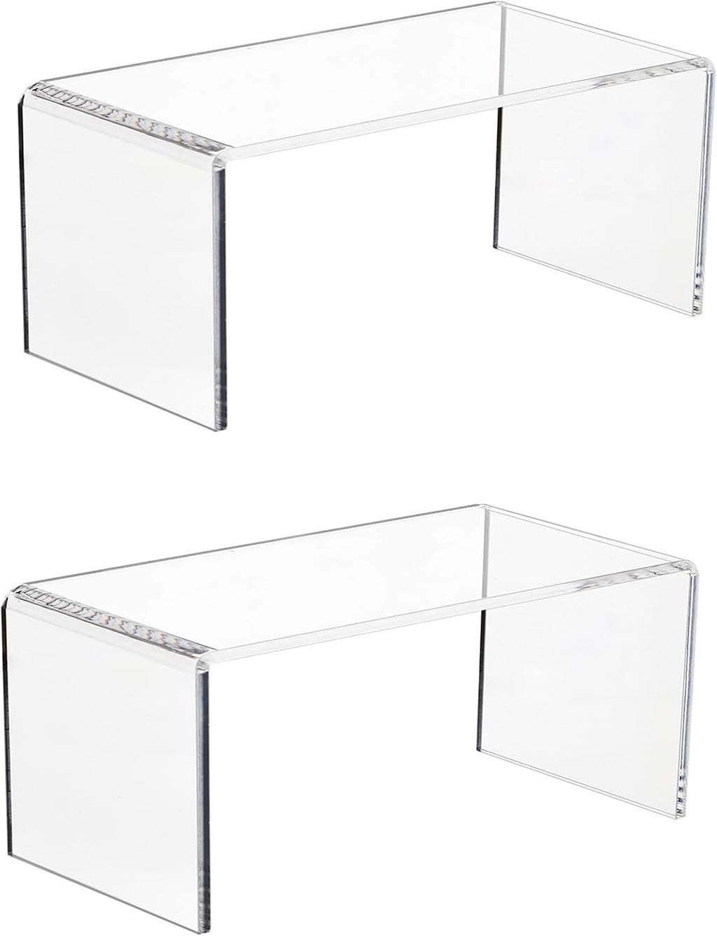 2-PC Large Clear 5mm Thick Acrylic Display Risers, 8x4x4.5 IN