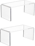 2-PC Large Clear 5mm Thick Acrylic Display Risers, 8x4x4.5 IN