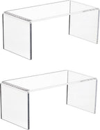2-PC Large Clear 5mm Thick Acrylic Display Risers, 8x4x4.5 IN