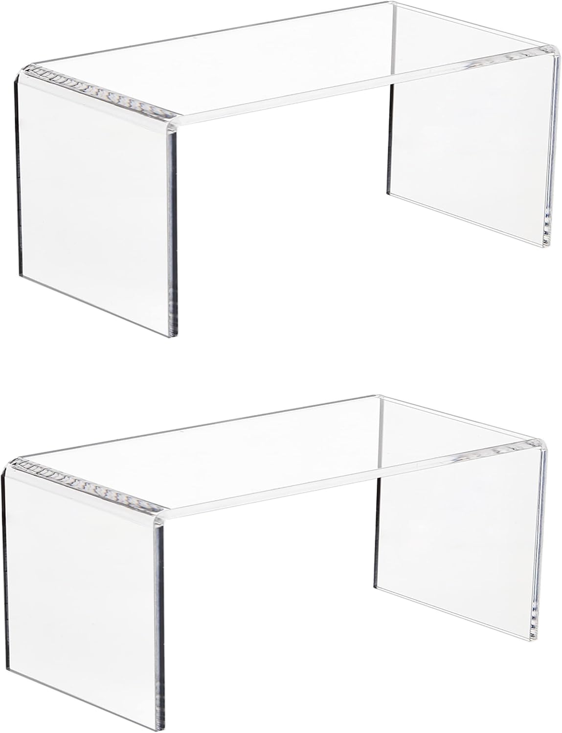 2-PC Large Clear 5mm Thick Acrylic Display Risers, 8x4x4.5 IN