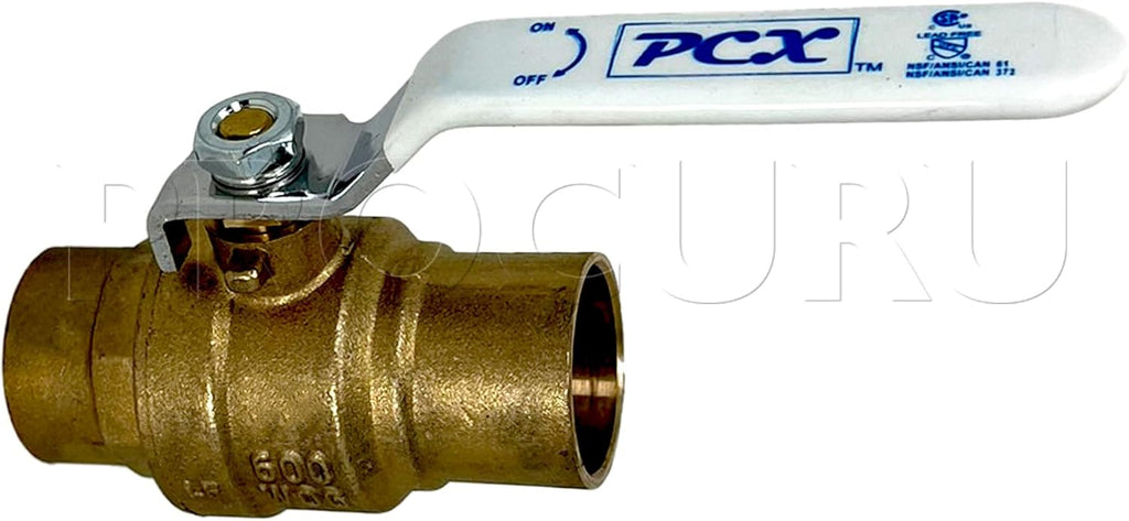 PROCURU 2-Pack 1-Inch Sweat (CxC) Heavy Duty Brass Ball Valve, Full Port, 600 WOG, Certified Safe (3BC100-2P)