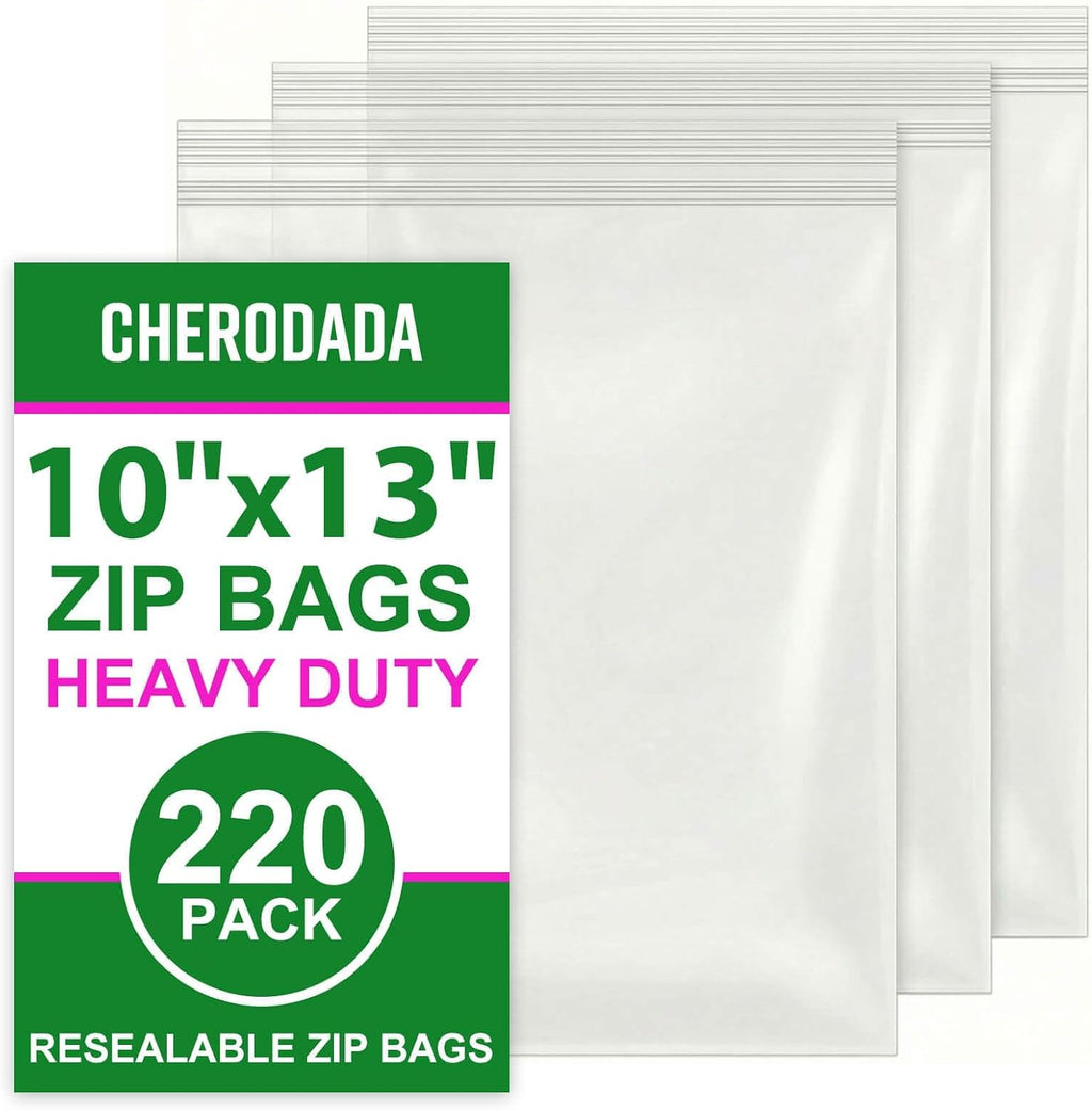 10x13 inch Clear Resealable Ziplock Large Plastic Bags 220 pcs