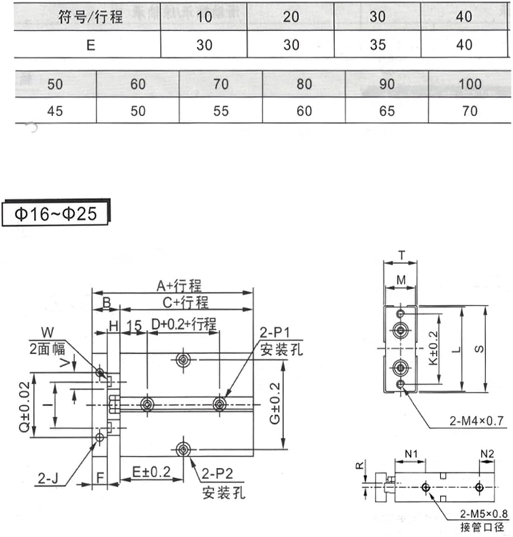 Double Rod Pneumatic Cylinder TN Series