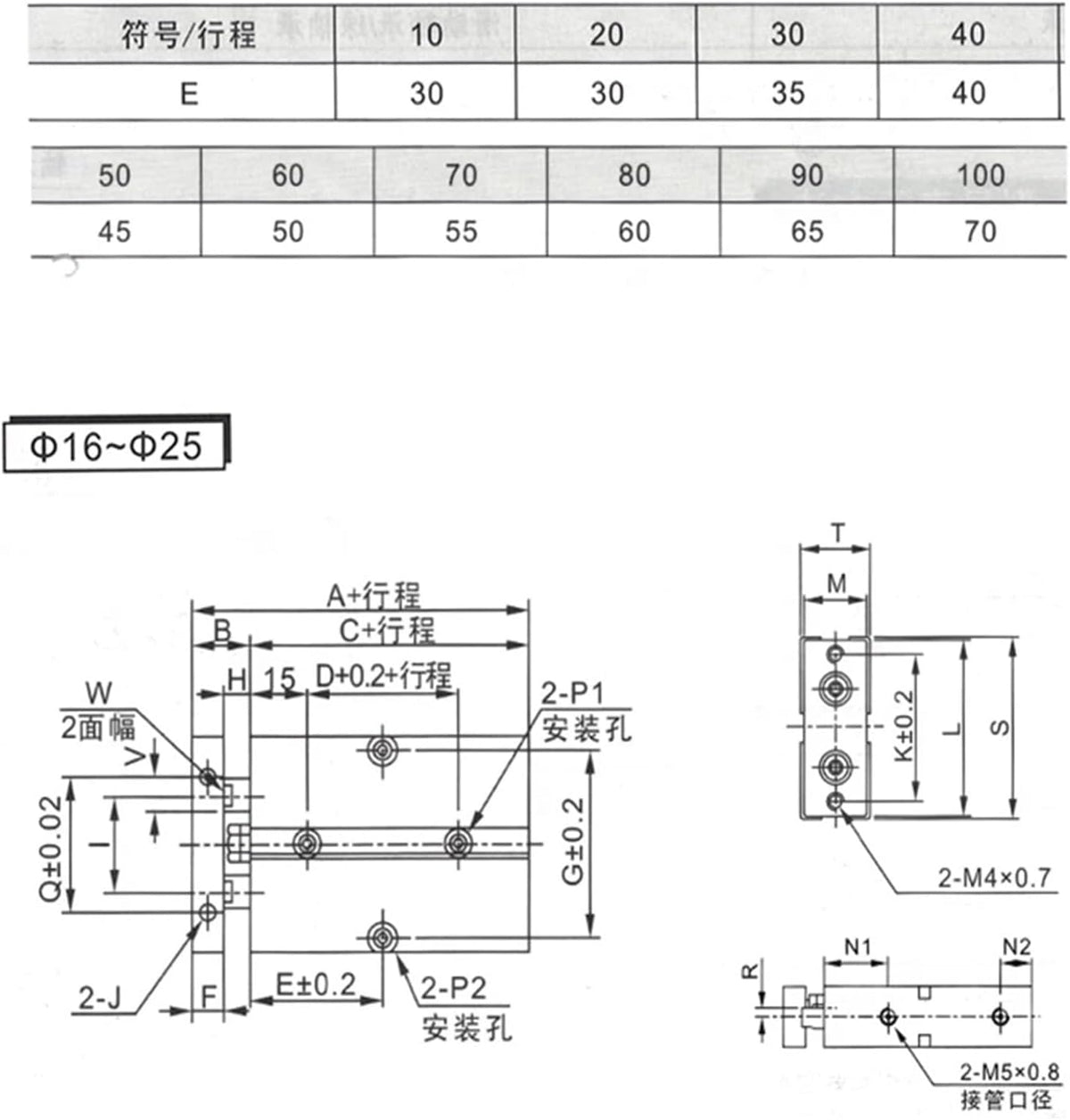Double Rod Pneumatic Cylinder TN Series