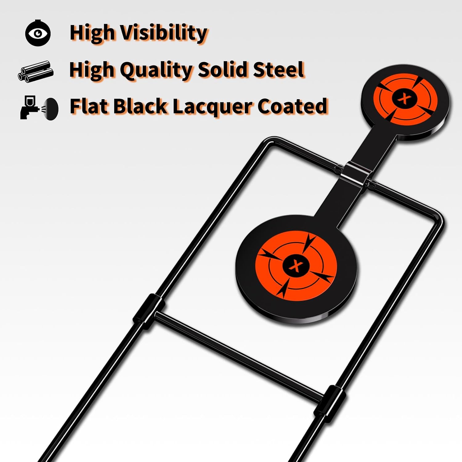 3/8 Inch Thick Double Spinner Shooting Targets - Auto Reset Steel Target - for Centerfire Handguns Up to .44 Magnum