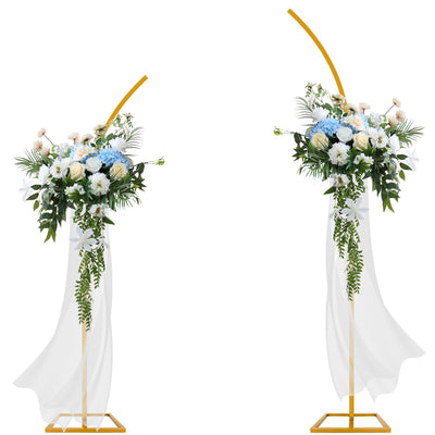 Flower Arch Stand Kit for Wedding, 8FT & 6.2FT Metal Half Gold Wedding Flower Balloon Arch Backdrop Stand for